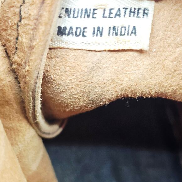 Vintage 70s Embosed Leather Hand Painted Egyptian Pharaoh Top Handle Bag Purse - Picture 12 of 14